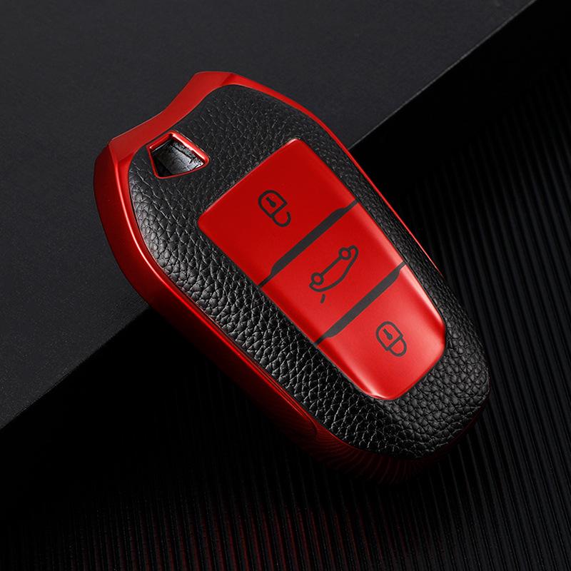 Leather Pattern Key Cover for Peugeot 408, 308, 4008, 3008 Series