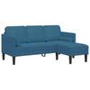 Sofa Set with Cushions Blue Polyester