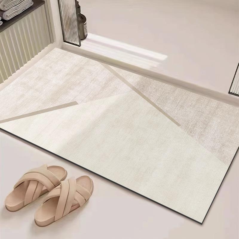Minimalist Style Light Colored Geometric Rug Diatomaceous Earth Floor MatBathroom Toilet Balcony Water Absorbing Anti Slip Pad