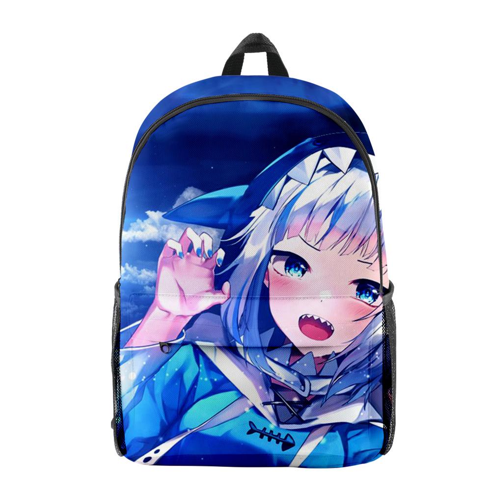 Classic Novelty Gawr Gura Cute Shark pupil Bookbag Notebook Backpacks 3D Print Oxford Waterproof Boys/Girls Travel Backpacks