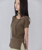 Leondeondada Pleated Pendant Boat Neck Short Sleeve T-Shirt, Brown