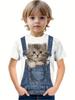Zomer Hip Hop Kat Jongens T-shirt Schattige 3D Print Jongen Korte Mouw Ronde Hals Casual Kinder Top Buiten Comfortabele Kinderkleding