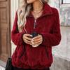 Women's Quarter-zip, Comfortable Textured Plush Sweatshirt
