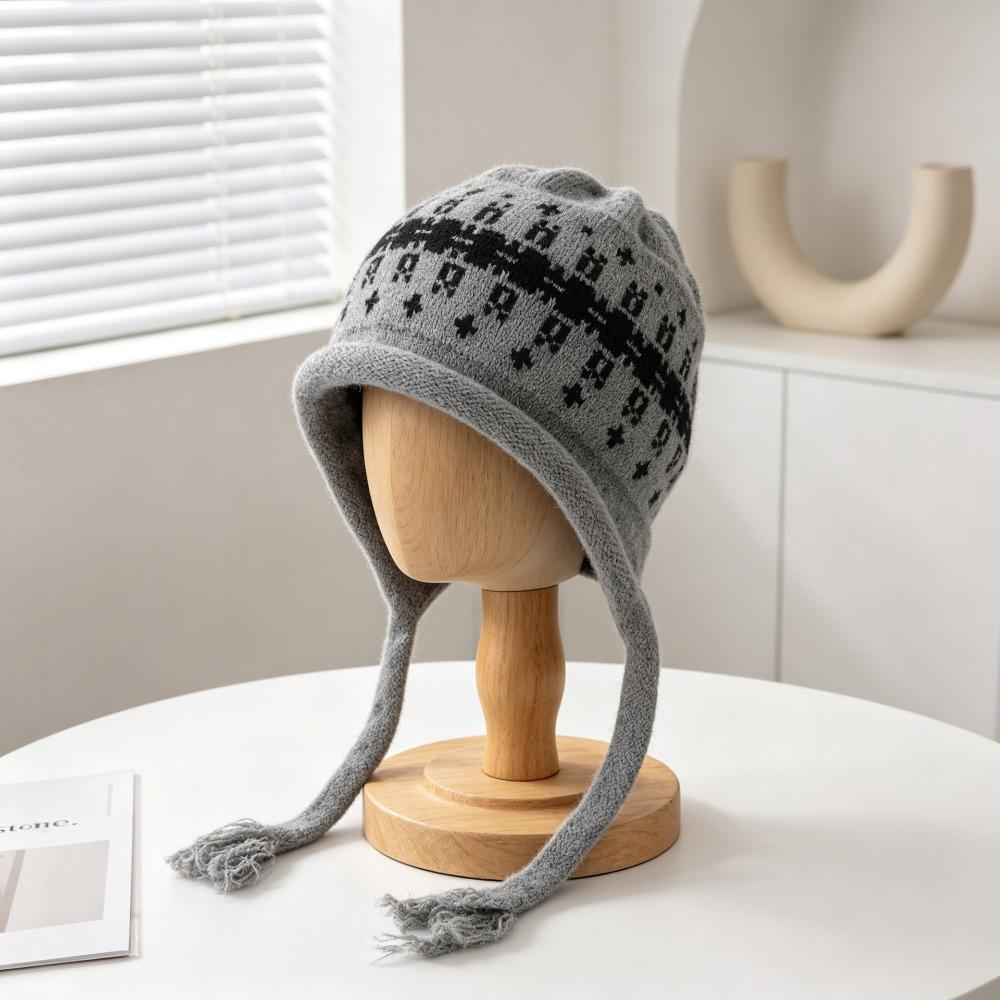Tassel Tie Tassel Beanie Warm Knit Women Beanie New Knit Cap Autumn Winter Daily Wear