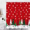 Weihnachts Duschvorhang Set Rot Badezimmer Vorhänge Büffel Karo Weihnachtsbaum Schneeflocke Schnee Neujahrsdeko Stoff Tuch Haken