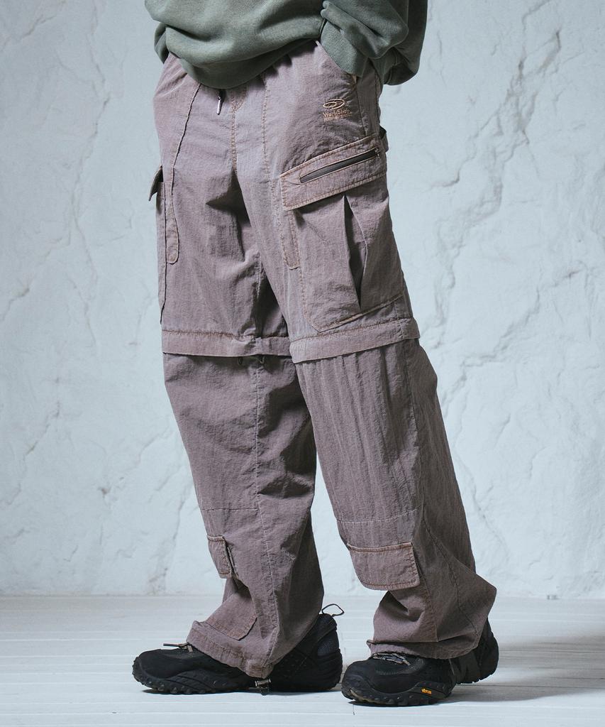 TRAVEL Detachable Pigment Parachute Pants Mocha Brown