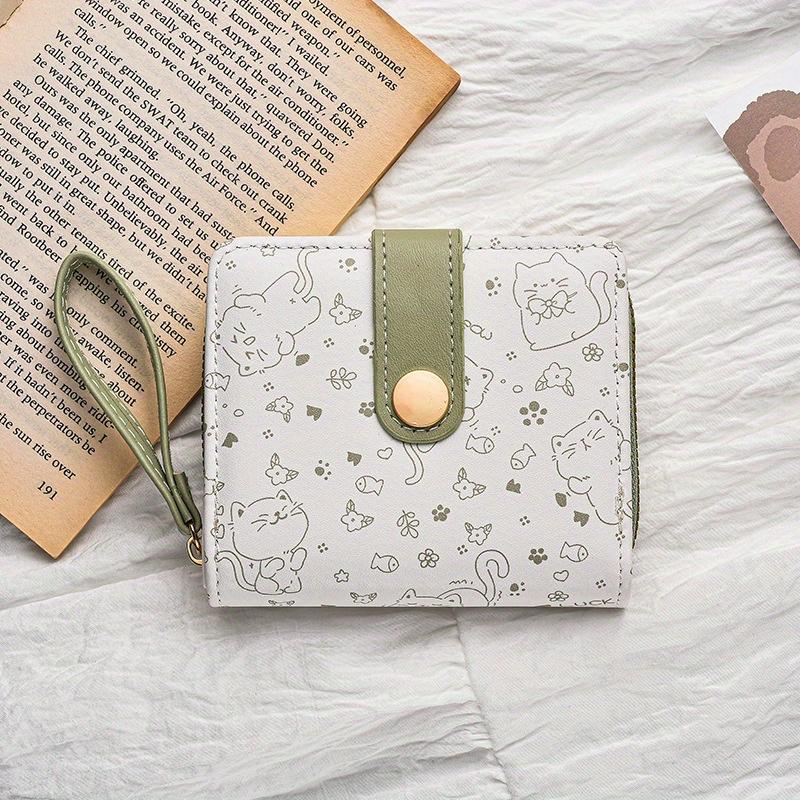 Cat Girls Wallet Short Student ID Bank Card Holder Money Bag Zipper Wallets For Women Key Storage Purse Coin Purse