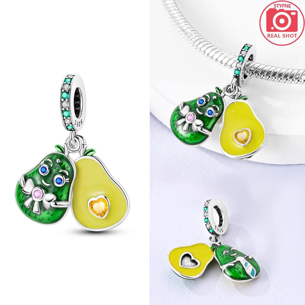 Green Color Four-Leaf Clover Avocado Copper Cactus Green Series Charms Beads Fit 3Mm Original Bracelet Diy Jewelry Gift