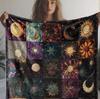 Kreuz Retro Sonne und Mond Flanell Decke - Weicher Ganzjahreskomfort