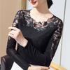 Lace Long Sleeve T Shirt With Mesh Fabric For Womens Elegant Office Wear