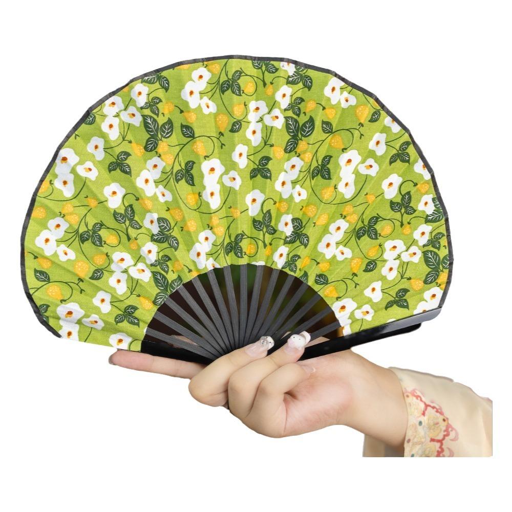 Creative Retro Mini Shell Fan Chinese Solid Color Folding Hand Fan Chinese Style Cotton Linen Cloth Handheld Fan Party
