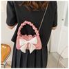 Fashion Bow Knot Small Shoulder Bag Trendy Chain Crossbody Bag Cute Faux Leather Mini Handbag for Women CLE