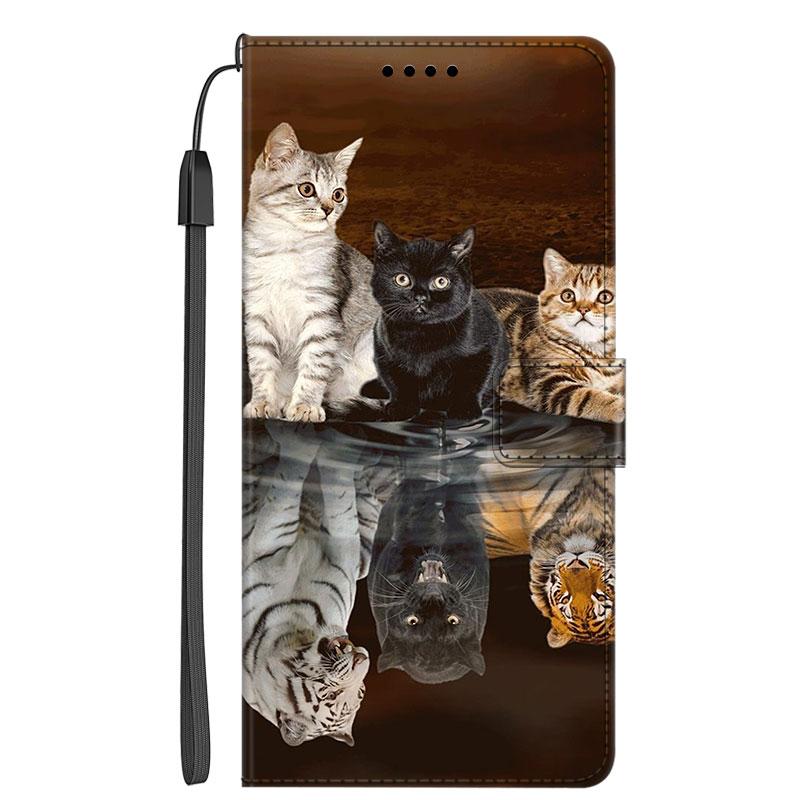 Leather Flip Case For Samsung Galaxy A37 A57 5G Phone Full Cover Wallet Book Funda Bag For Samsung A57 SamsungA57 Cat Wolf funda