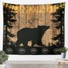 Rustic Bear Tapestry Wall Hanging Cabin Decor Forest Wood Lodge Art Wilderness Grunge Wildlife Tapestry for Bedroom Living Room