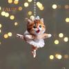 Christmas Tree Ornament Cartoon Cat Pendant with Lanyard Easy To Hang Decorative Acrylic Rearview Mirror Hanging Accessory