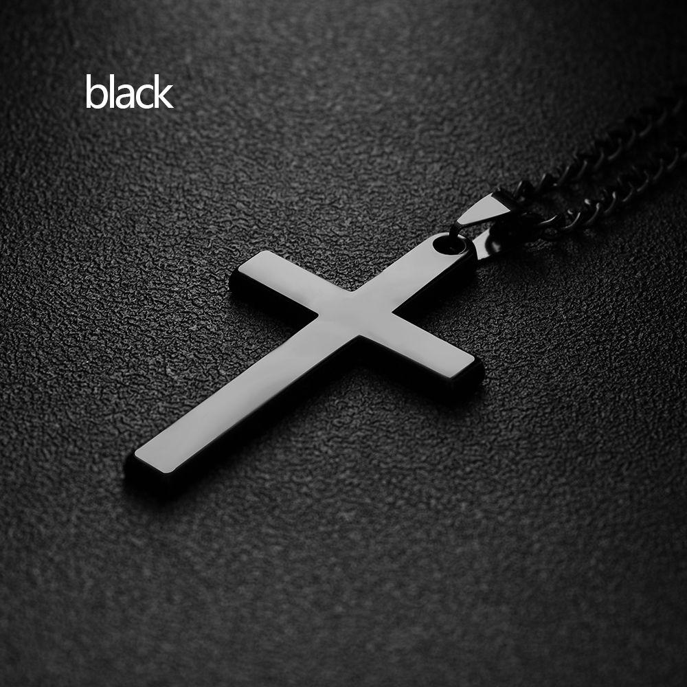 Fashion Alloy Statement Men Necklace Link Chain Stainless Steel Cross Pendant