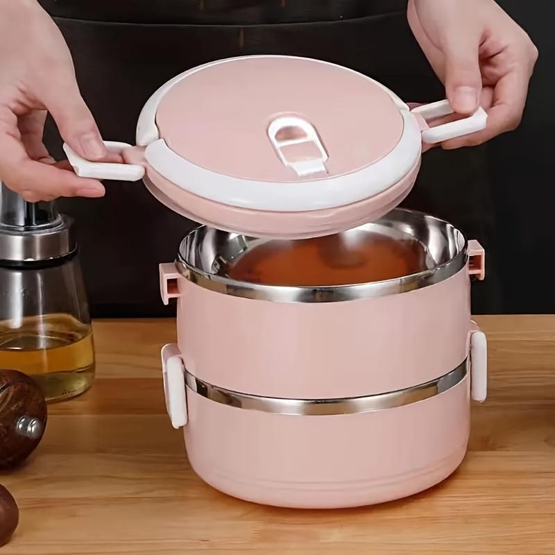 Double-Layer Insulated Stainless Steel Lunch Box for Office, School, Camping, and Picnic