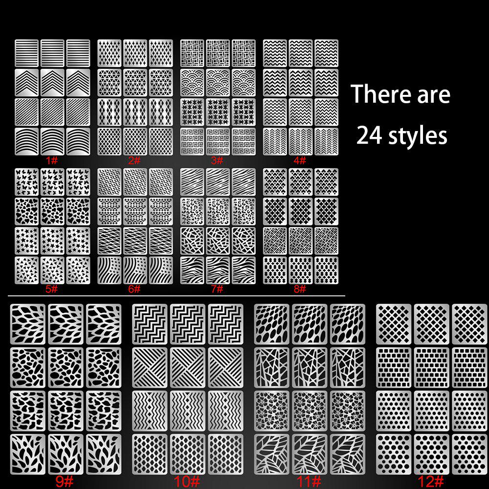 12 Tips/sheet DIY Vinyls Nail Stencil 24 Styles Laser Silver Nail Art Stickers Stamp Template Manicure Pattern Tool