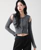 AVANDRESS Irene Shoulder Cutting Round Knit Charcoal
