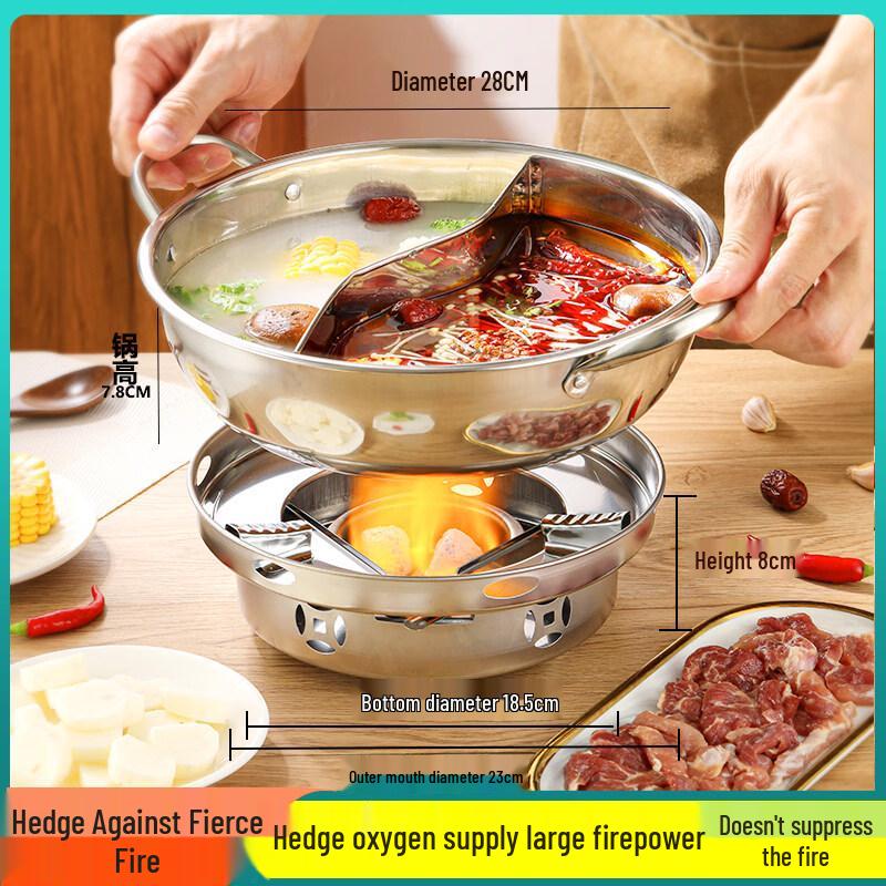 Portable Windproof Alcohol Stove & 22cm Dry Pot Set