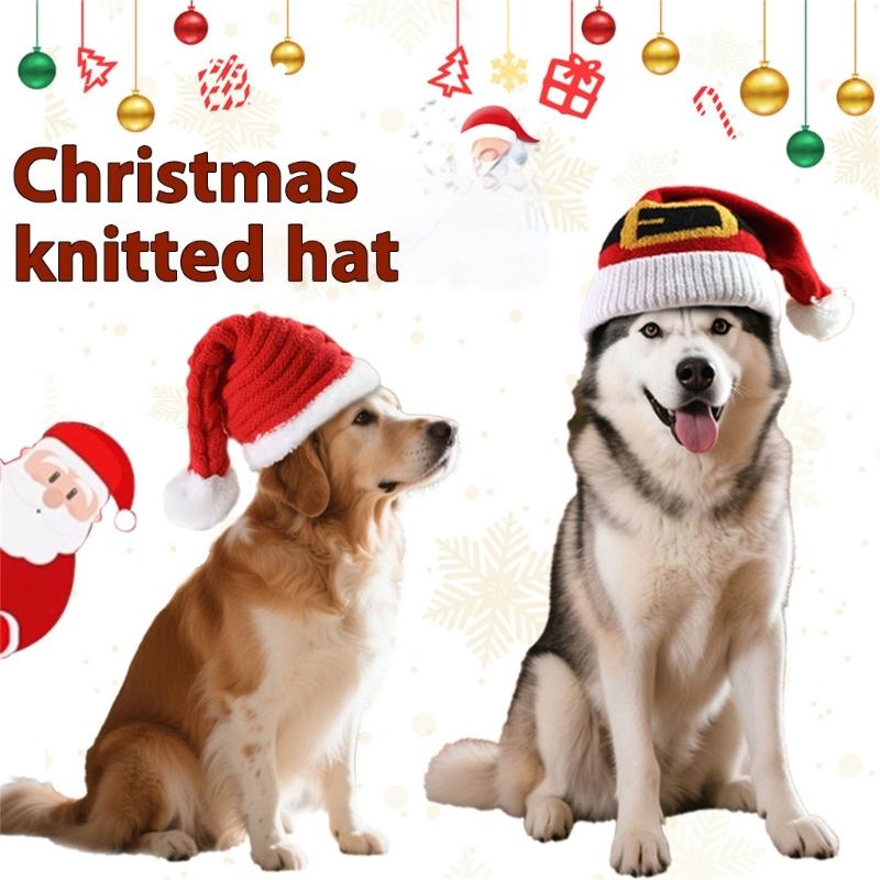 Christmas Hat for Dog Hat Soft Knitted Fabric Warm Weather Pet Hat For Holiday Outfits And Outdoor Tasks