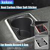 Real Carbon Fiber Car Accessories Rear Cup Holder Decorative Cover Soft Sticker For Honda Accord 9th Gen 2014 2015 2016 2017