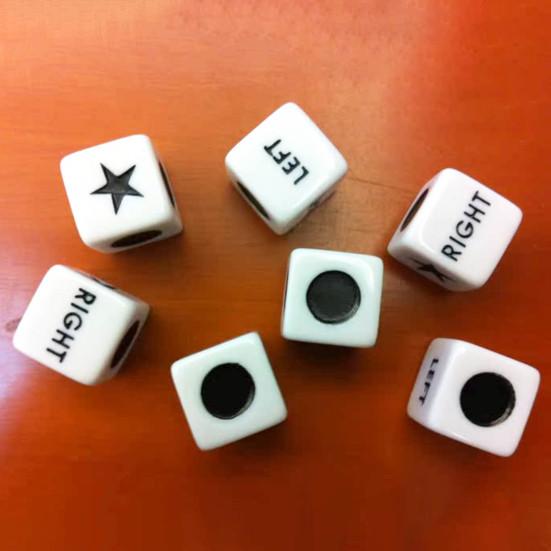 5Pcs Left Right Center Dice Six Sided 16mm Standard Size Acrylic Dice Easy To Grip Game Dice Games Accessories
