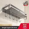 Modern Layer Aluminum Bathroom Shelf With Oxidized Finish And Hanging Hooks For Home Use