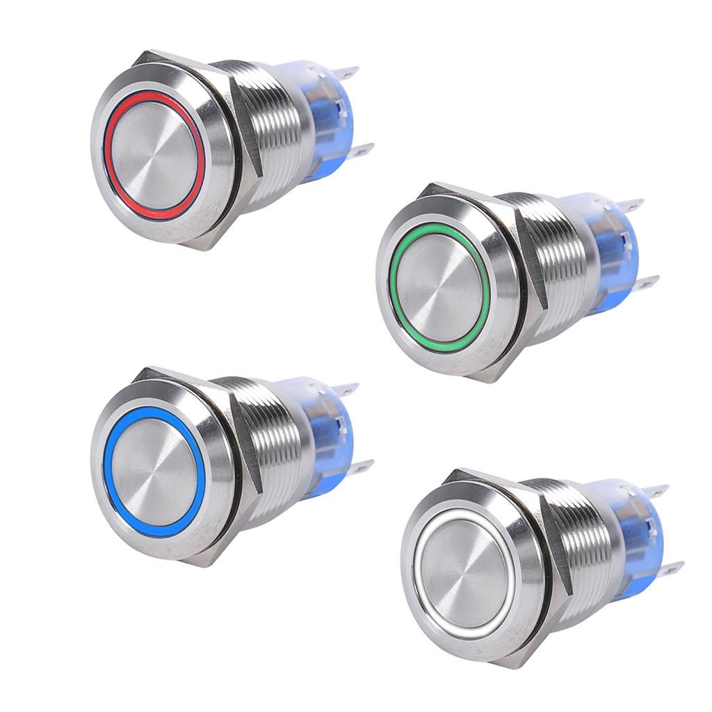 19mm 12-24V LED Waterproof Stainless Selflocking Latching Push Button Switch