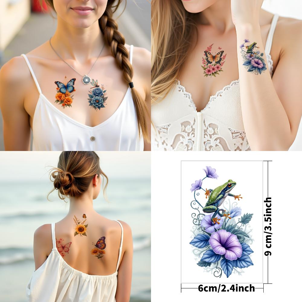 9 Pezzi Tatuaggi Temporanei di Fiori per Uomo Donna Pianta Narciso Rosa Peonia Tatuaggio Falso Adesivo Impermeabile Adesivi per Tatuaggio su Corpo Braccio