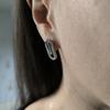 Silver Earrings with Natural Cubic Zirconia, Onyx (2199298)