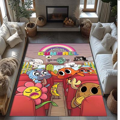 Amazing World of Gumball Crystal Velvet Rug, Soft Anti‑Slip Crystal Velvet Carpet for Living Room Bedroom Home Decor