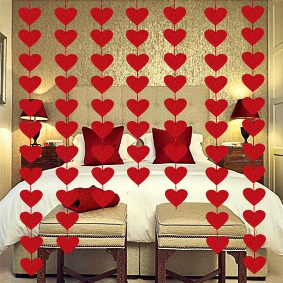 1 Set Ghirlanda Love Squisita Fattura Ampia Applicazione Tessuto Non Tessuto Adorabile Banner a Forma di Cuore Dolce Accessori per San Valentino