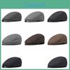 Minimalist Men Beret Hat With Satin Weave Light Wind Protection For Spring And Autumn