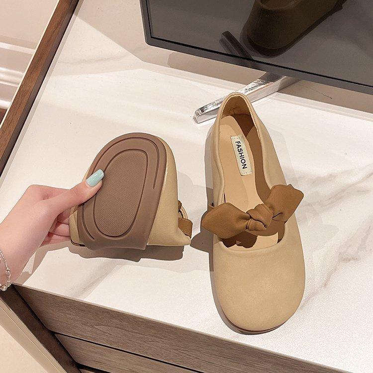 Gentle Flat Mary Jane Single Shoes Fashionable and Comfortable Women Spring Bow Shallow Mouth Soft Bottom Bean Shoes