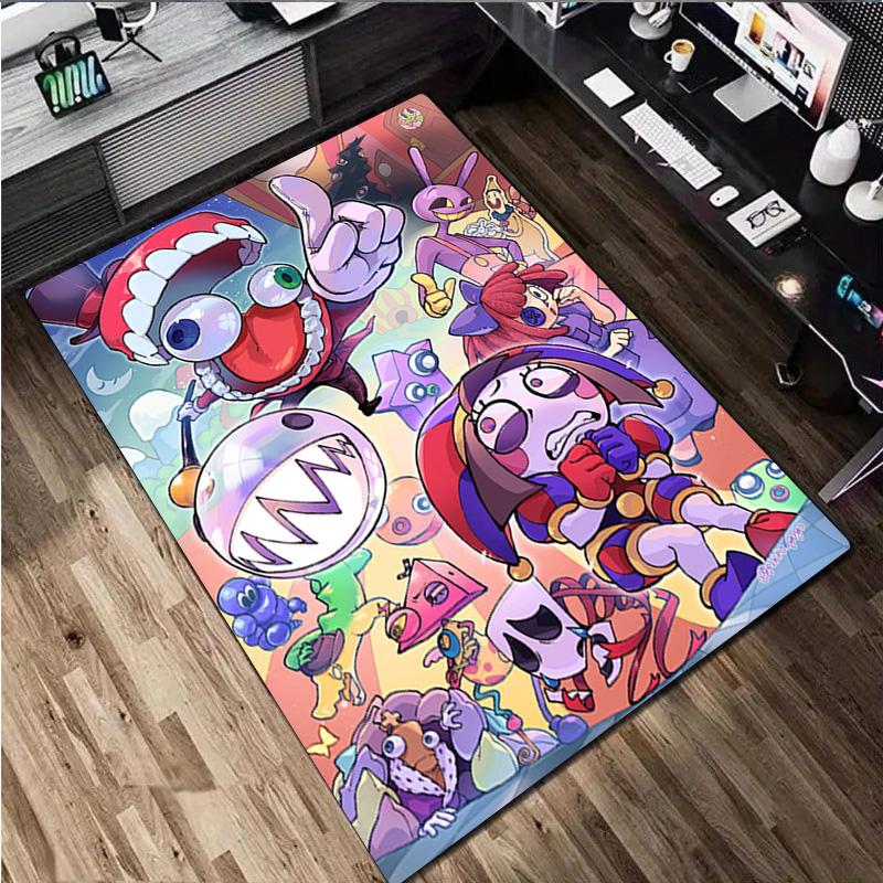 Cartoon Character Pomni  Carpet Office Decorative Carpet For Living Room Bedroom Door Mat Floor Rug Computer Chair Area Rug Perfect Holiday Gift