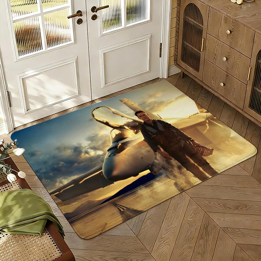 VIKAMA Air Force Fighter Jet Floor Mat Soft Thickened Absorbent Non-Slip Bedroom Living Room Door Mat Home Decor Flannel Rugs