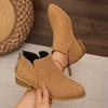 Oversized Leather Boots, Women's Boots, Solid Color, Slimming Effect, Pointed Back Zipper, Casual Thick Sole, Thick Heel Boots, Women's Singles