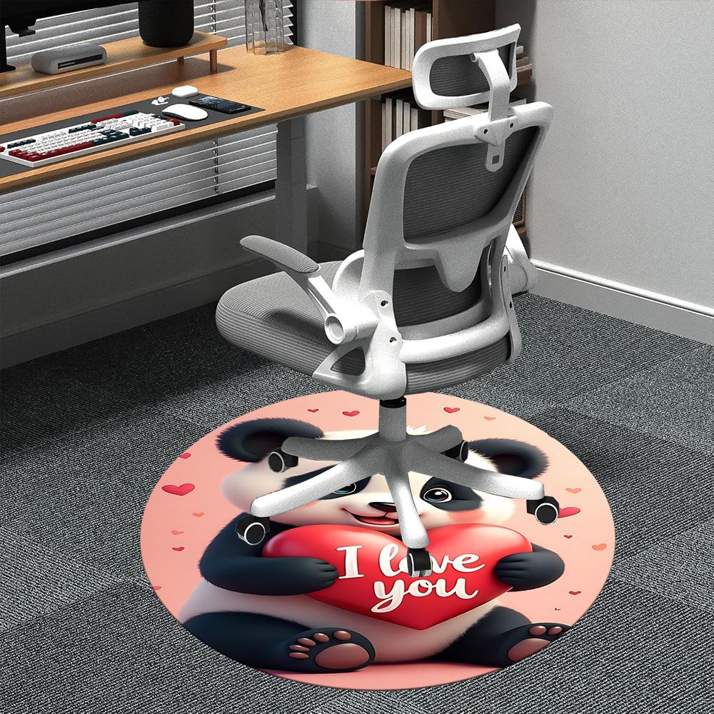 1PC Panda Heart Office Round Area Rug, Indoor Mat Suitable ForOffice, Under Office Chairs Bedroom Living Room Home Decor, Room Deco, f024