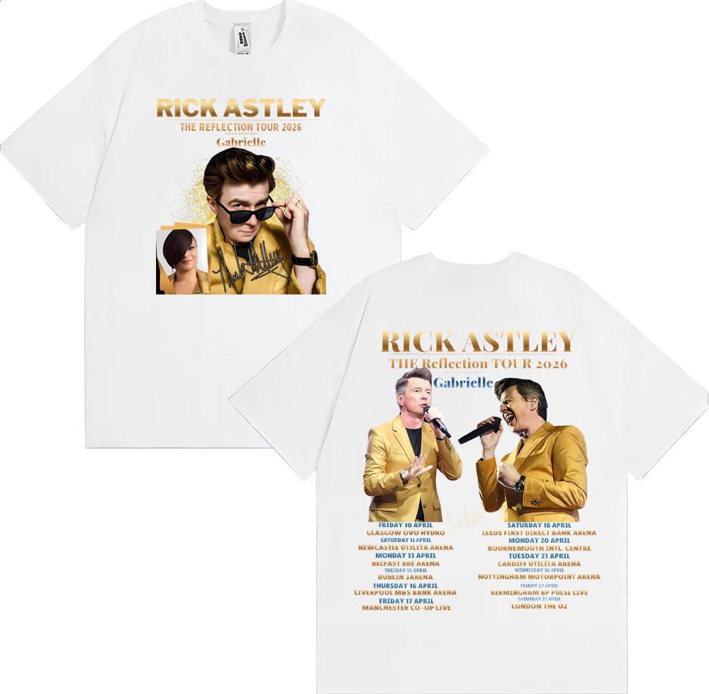 Rick Astley Reflection Tour 2026 Printed T Shirt Unisex Women Fashion Classic Comfort 100 Cotton TShirt Oversized ONeck Tshirts