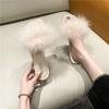 Furry Flat Indoor Fluffy Sandals Off White Woman Slippers Black Fuzzy Summer Slides Shoes for Women 2025 B Casual Vip 39 Sale Y