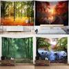 Tapeçaria Natural Forest Sunset Tapeçaria para Escritório Sala de Estar Tapeçaria para Decoração de Parede em Casa