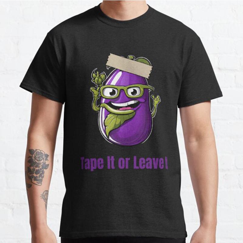 Grote Maten S-3XL Aubergine Elegantie Ontmoet Duct Print T-shirt Heren Tops Mode Kleding T-shirts