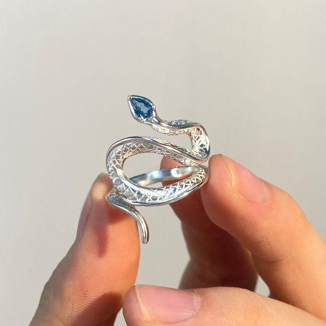 Gothic Strass Offener Schlangenring Verstellbare Tierringe Reptil für Männer Frauen Mode Punk Junge Mädchen Geburtstag Schmuck Geschenke