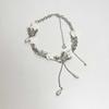 White Flower Butterfly Pearl Tassel Choker for Women Light Luxury Niche Necklace