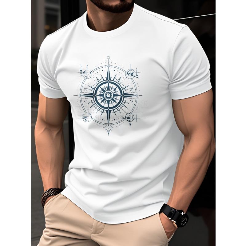 European Size Men's T-Shirt, Summer Short Sleeve Lightweight Top, Trendy Slim Fit Versatile Casual Round Neck Base Layer Shirt