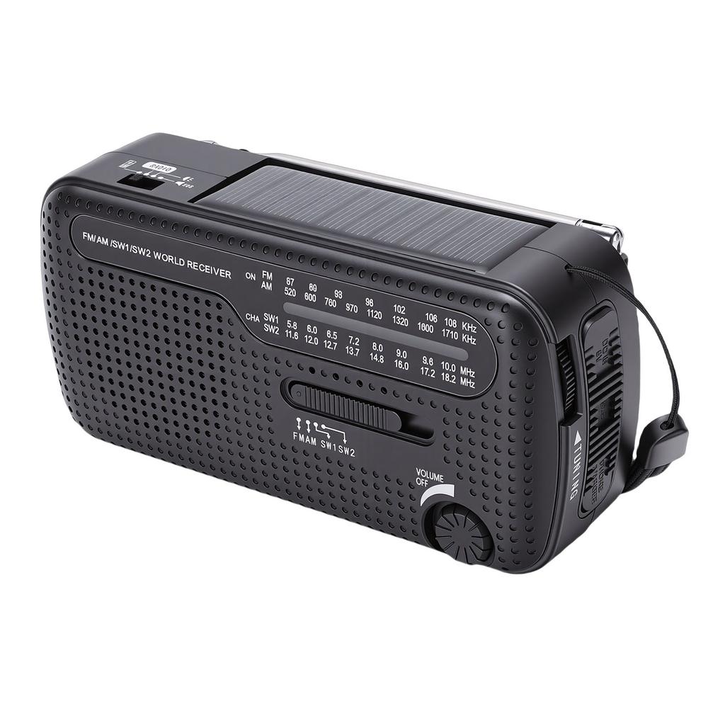 Tragbares Solarradio NOAA Wetter Kurbel AM FM Kurzwellen Notfallradio mit LED-Taschenlampe