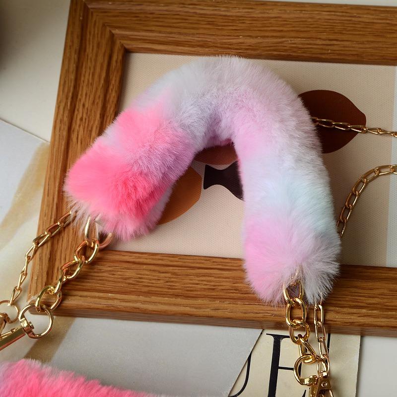 Color Love Plush Bag Single Shoulder Underarm Women's Bag New Peach Heart Bag Crossbody Strap Chain Handbag