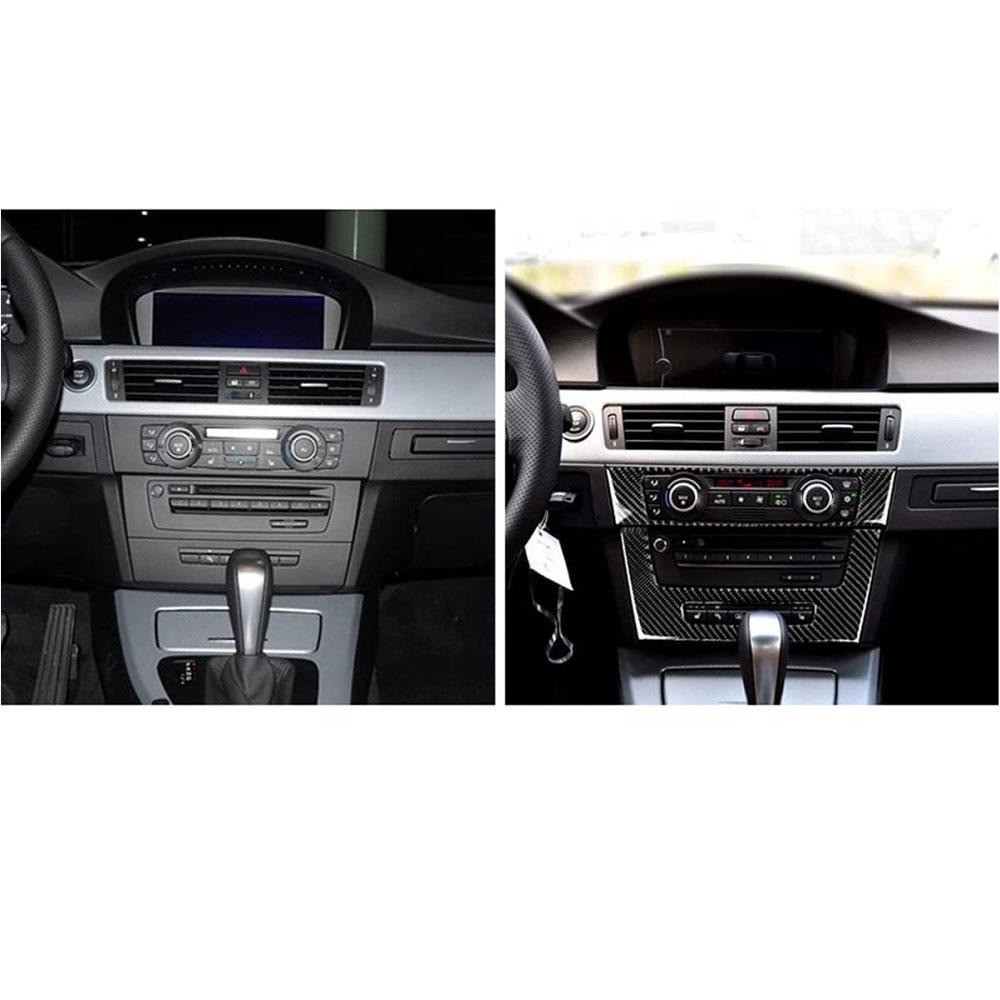 For BMW 3 Series E90 E92 E93 05-12 Real Carbon Fiber A/C CD Panel Cover Trim 2X