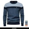 AIOPESON suéter de algodón empalmado informal para hombre con cuello redondo, jersey de alta calidad, suéteres de punto para hombre, nuevos suéteres de Otoño Invierno para hombre